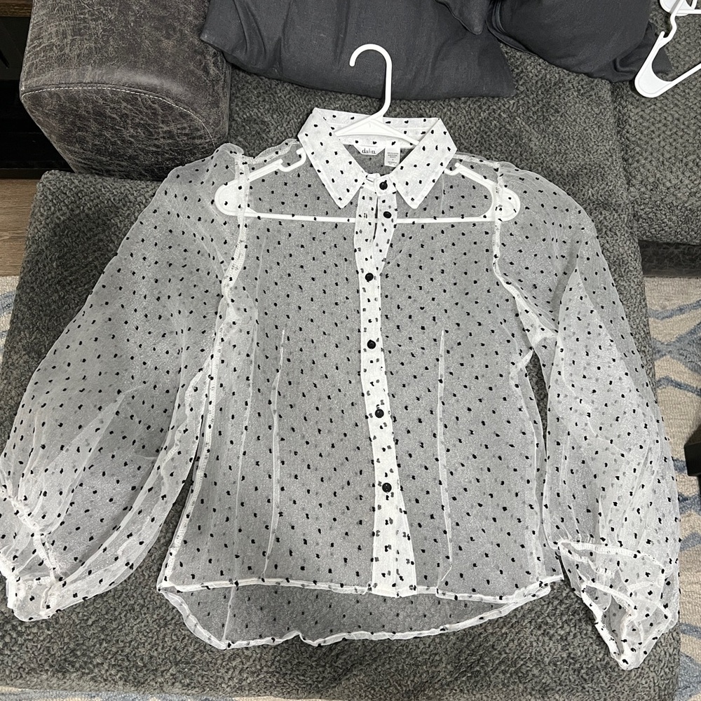 DALIN Sheer Polka Dot Blouse
